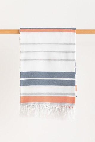 Toalha fouta de praia - Branco e azul-marinho - 190 x 180 cm