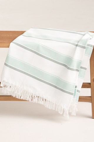 Toalha fouta de praia Bordamar - Verde-água e branco - 90 x 180 cm - Verde-água