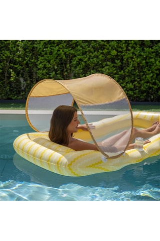 Colchão de piscina insuflável com toldo - 98 x 190 x 17 cm