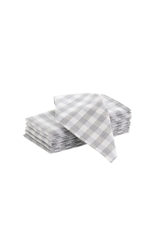 6 guardanapos Vichy - Cinzento claro e branco - Branco e cinzento