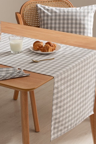 6 guardanapos Vichy - Cinzento claro e branco - Branco e cinzento