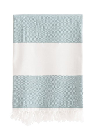 Toalha fouta de praia - Azul-celeste 90 x 180 cm - Branco e azul