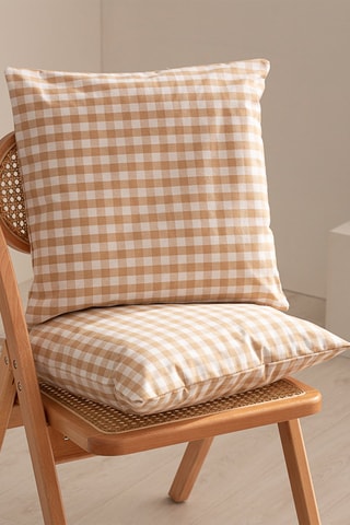 2 capas de almofada Vichy - Bege - 45 x 45 cm - Bege