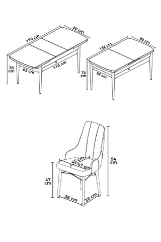 Table à manger extensible et 6 chaises