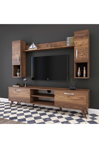 Ensemble meuble TV 2 portes M27 - 180 x 48,6 x 35 / 22,1 x 90 x 20,5 / 133 x 15 x 15 cm