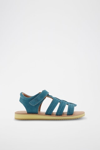 Sandalias de piel de serraje - Azul petróleo