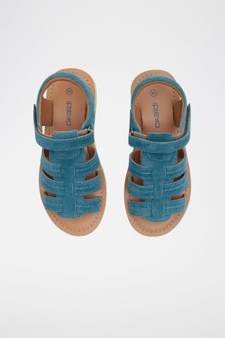 Sandalias de piel de serraje - Azul petróleo