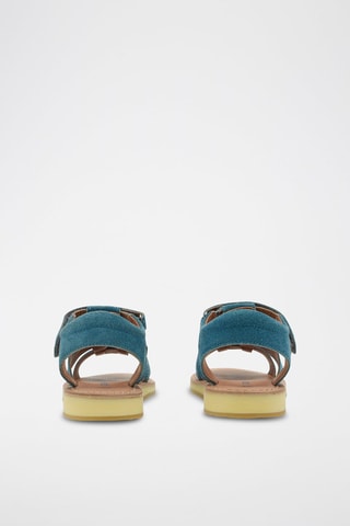 Sandalias de piel de serraje - Azul petróleo