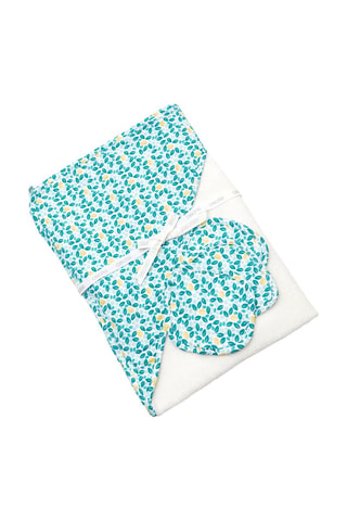 Capa de baño y gorro bucket - Verde y azul claro