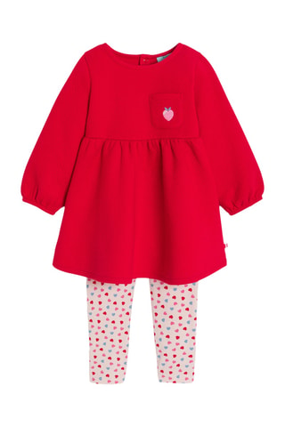 Vestido y leggings - Rojo y blanco - Obaibi