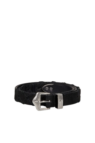 Ceinture en cuir - Noir et argenté