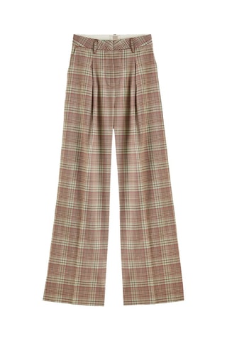 Pantalon wide legs taille haute en laine - Rose