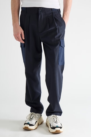 Pantalon cargo en laine vierge - Bleu marine