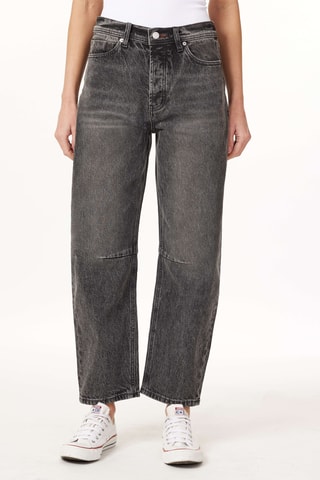 Jean droit 7/8 taille haute - Gris
