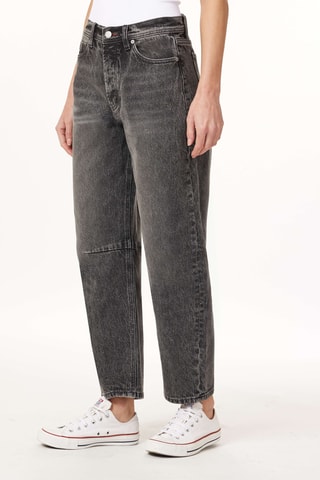 Jean droit 7/8 taille haute - Gris