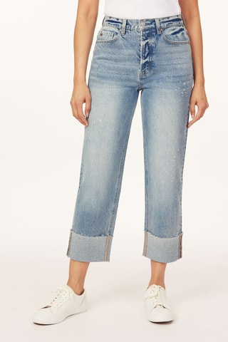 Jean droit 7/8 taille haute - Bleu clair