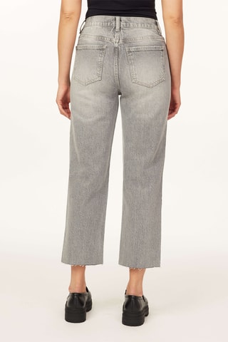 Jean droit 7/8 taille haute - Gris