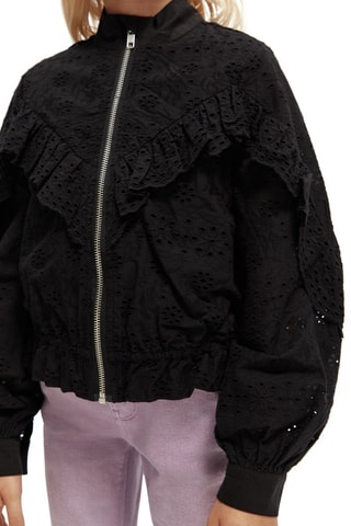 Veste en broderie anglaise et coton biologique - Noir