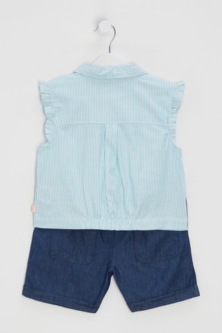 Chemisier noué et short - Bleu