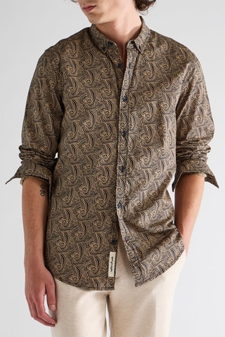 Chemise regular - Noir et beige