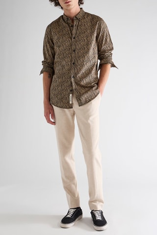 Chemise regular - Noir et beige