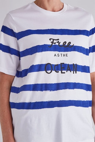 T-shirt regular - Blanc et bleu roi