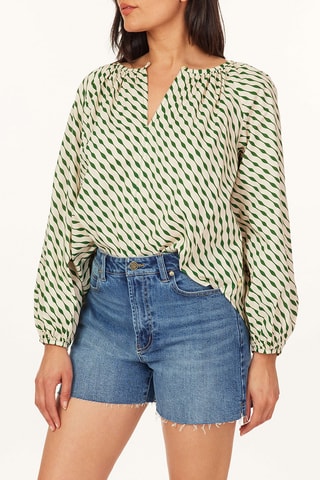 Blouse - Beige et vert