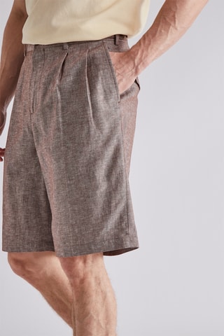 Short en lin - Marron chiné