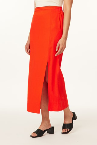 Jupe droite en lin - Orange