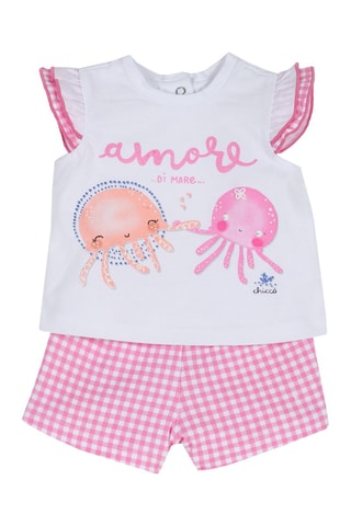 T-shirt en Short Wit en Roze