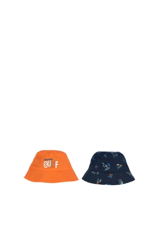 Dubbelzijdig bobhoedje - Oranje en Marineblauw