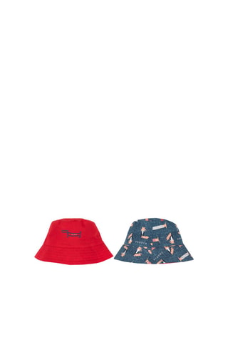 Dubbelzijdig bobhoedje - Rood en Donkerblauw