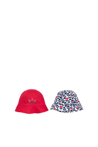 Dubbelzijdig bobhoedje - Rood en Marineblauw