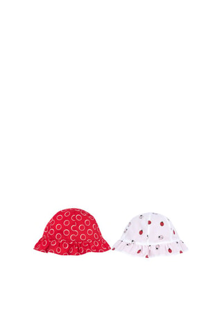 Dubbelzijdig bobhoedje - Wit en Rood
