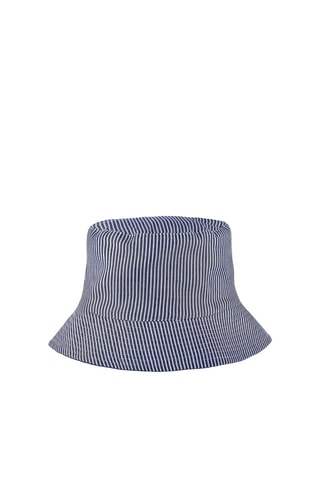 Dubbelzijdig bobhoedje - Wit en Donkerblauw
