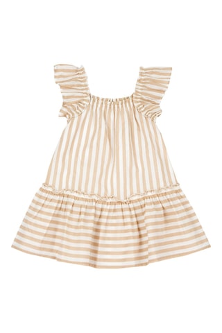 Jurk met Ruches - Wit en Beige