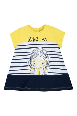 Jurk Geel en Marineblauw