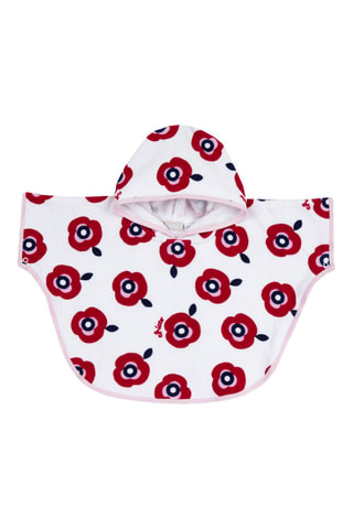 Badcape met capuchon - Wit en Rood 
