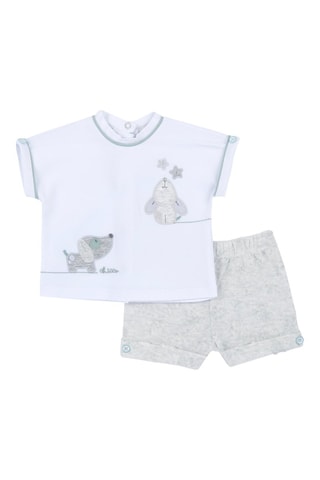 T-shirt en Short - Lichtgrijs en Hemelsblauw