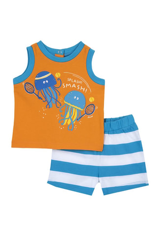 Hemd en Short Oranje en Lichtblauw