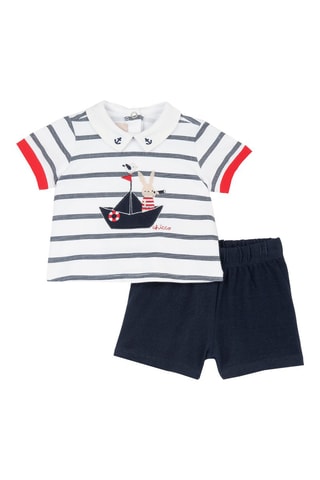 T-shirt en Short - Wit en Marineblauw