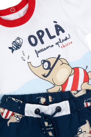T-shirt en Short Ecru en Blauw