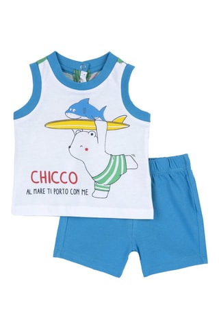 Hemd en Short Lichtblauw en Ecru