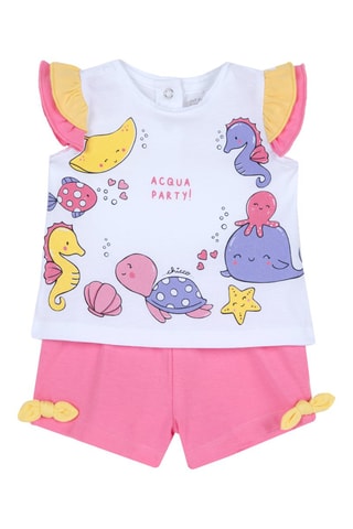 T-shirt en Short - Roze en Wit