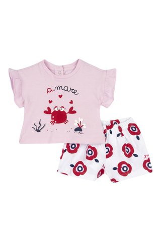 T-shirt en Short Roze en Ecru