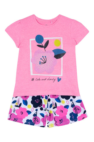 T-shirt en Short Gemêleerd Roze en Wit