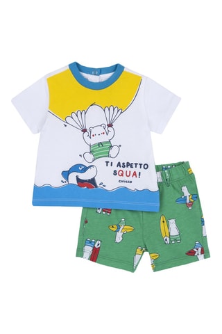 T-shirt en Short Ecru en Donkergroen