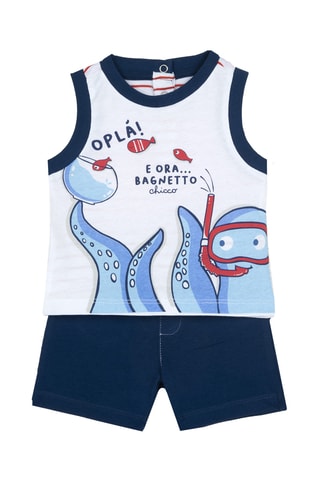 Hemd en Short - marineblauw en wit