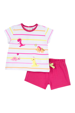 T-shirt en Short- Wit en Roze
