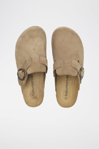 Sabot in pelle scamosciata - 
Beige